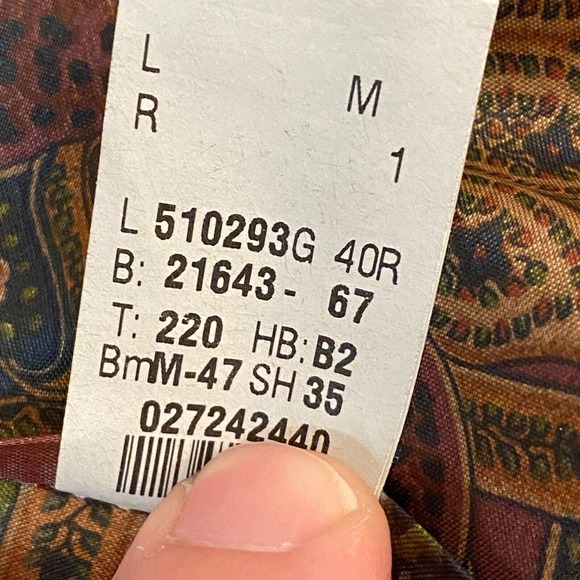 Lauren Ralph Lauren Blazer Mens 40R Wool Paisley lined 2 Button Green Brown - Picture 12 of 14